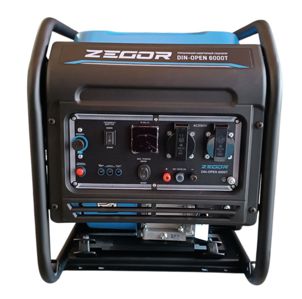 Zegor DIN-OPEN 6000T, двухтопливный инверторный генератор 6.0 кВт, бензин и газ, для дачи и офиса с электростартером