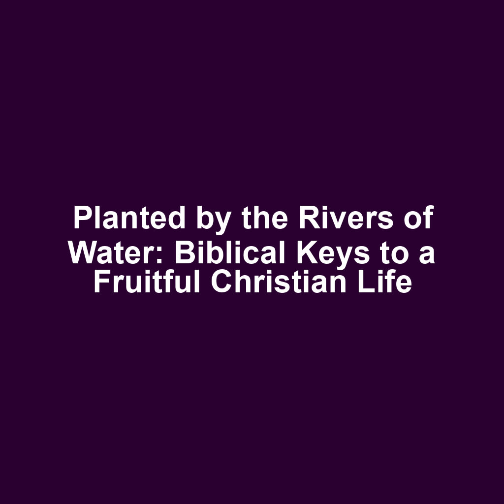 Planted by the Rivers of Water: Biblical Keys to a Fruitful Christian Life