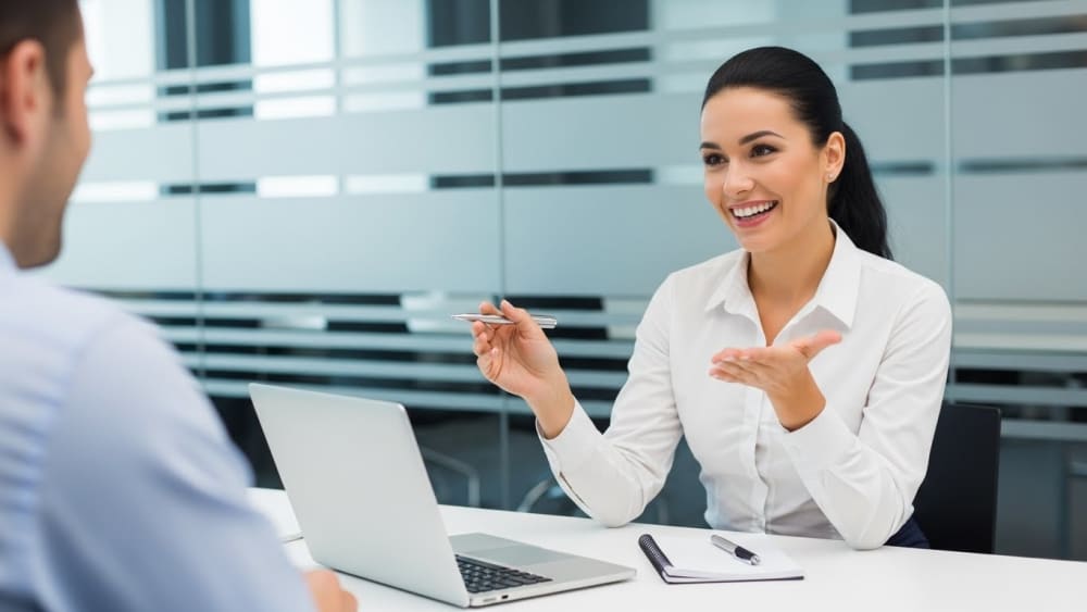 Vibrant Businesswoman Leading Engaging Corporate Meeting