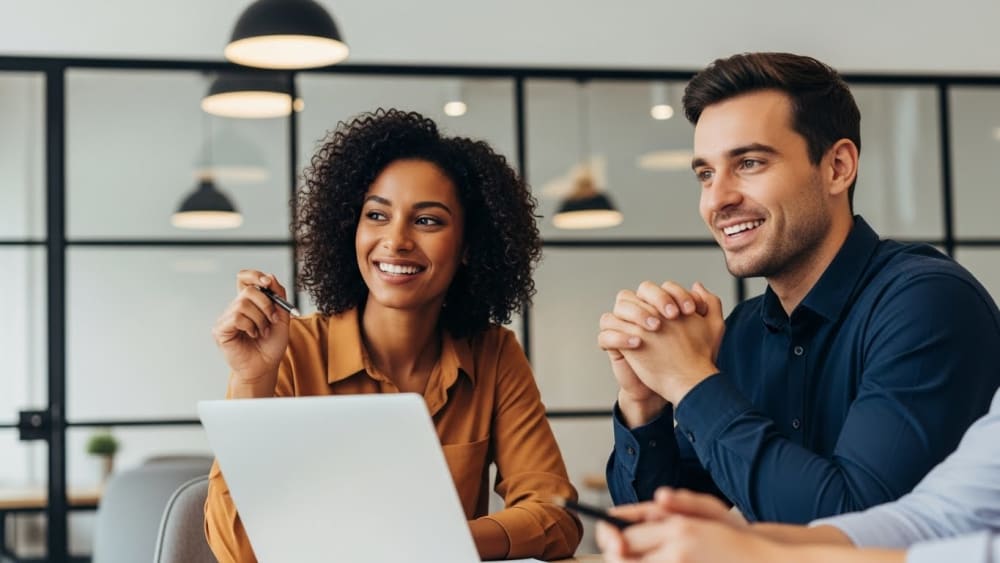 Diverse Professional Team Collaborating in Modern Office