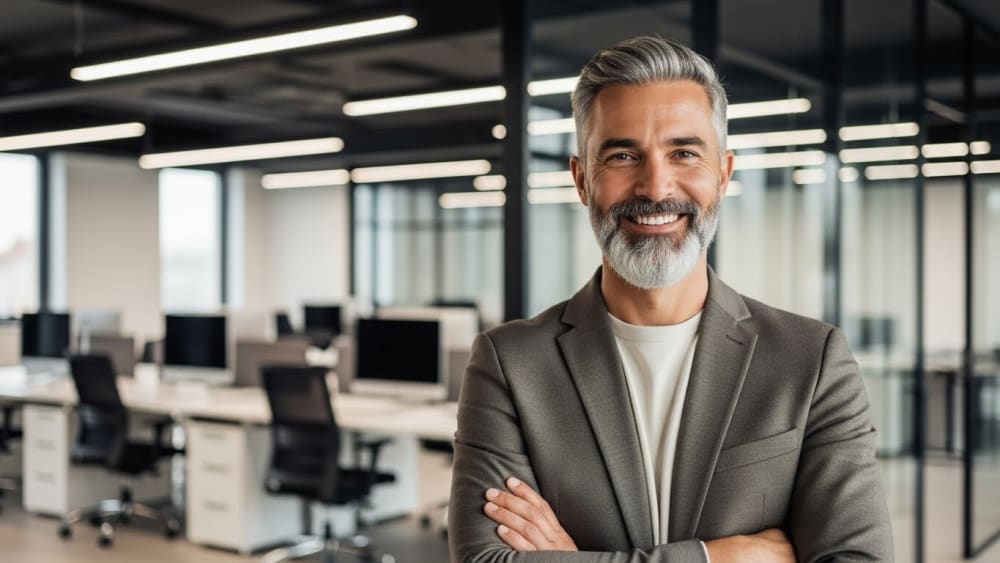 Confident Professional Senior Executive in Modern Office