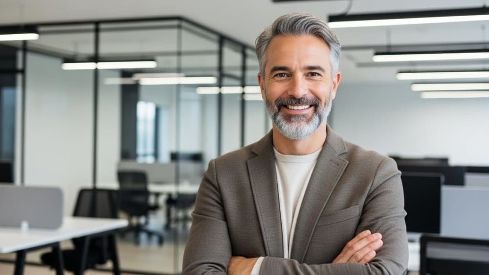 Confident Professional Businessman in Modern Office Portrait