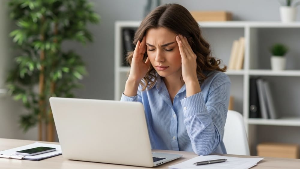 Stressed Businesswoman Suffering from Corporate Office Burnout
