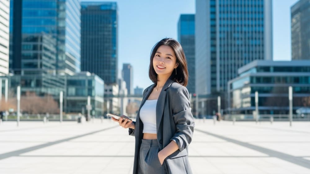 Professional Asian Businesswoman in Modern City District