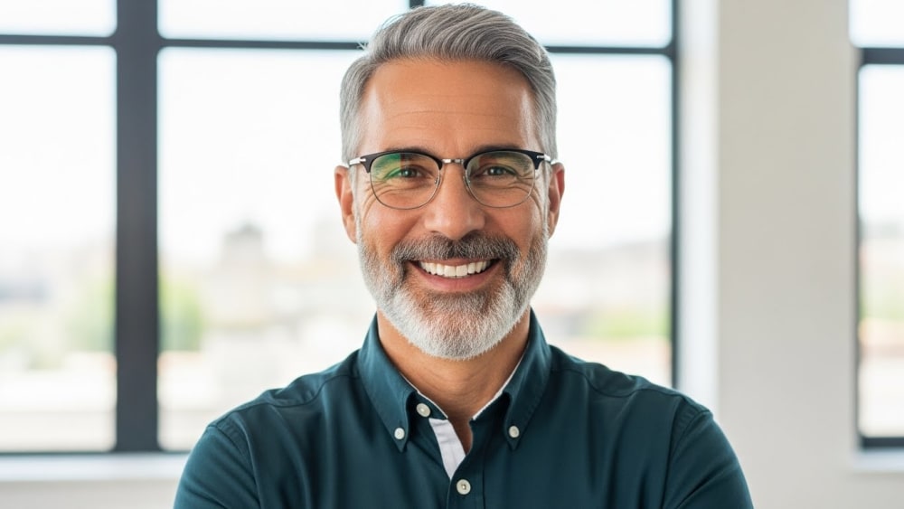 Confident Professional Senior Businessman Smiling in Office