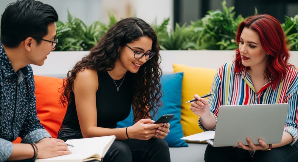 Diverse Team Collaborating in Modern Office Space