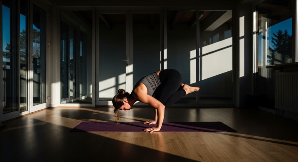 Harmonious Yoga Pose in Sunlit Studio