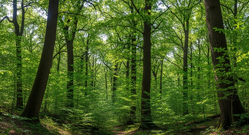 Lush Green Forest Canopy Sunlight Forest Path