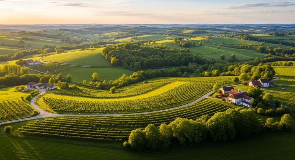Golden Hour Vineyard Hills & Quaint Countryside Homes