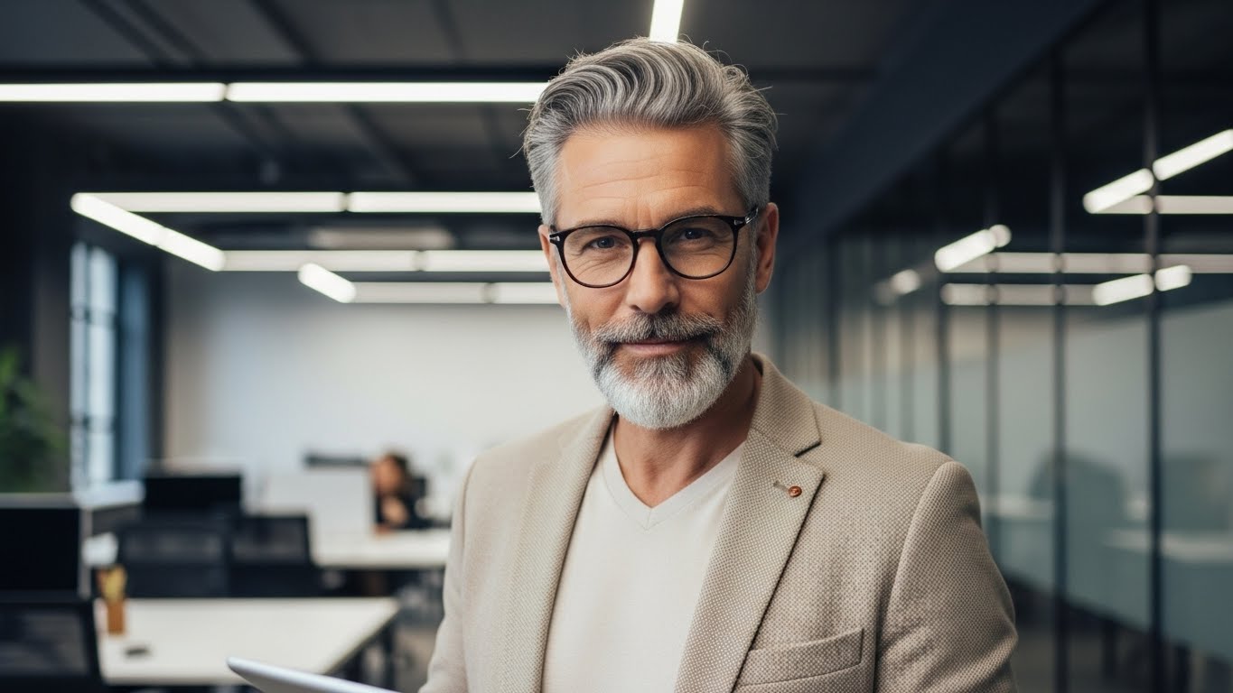 Confident Mature Professional in Modern Corporate Office