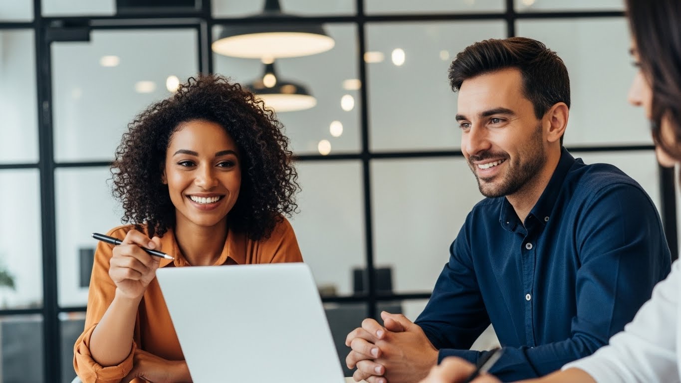Diverse Professional Team Collaborating in Modern Office