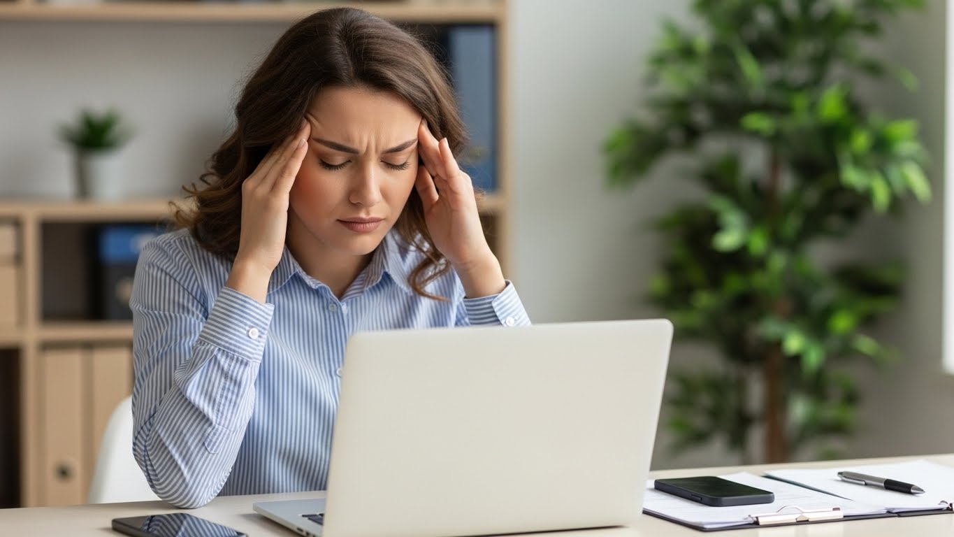 Stressed Businesswoman Suffering From Corporate Burnout