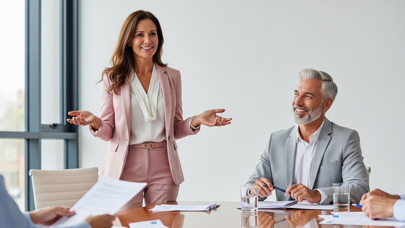 Professional Businesswoman Leading a Corporate Board Meeting