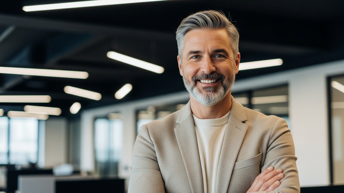 Confident Professional Businessman in Modern Corporate Office