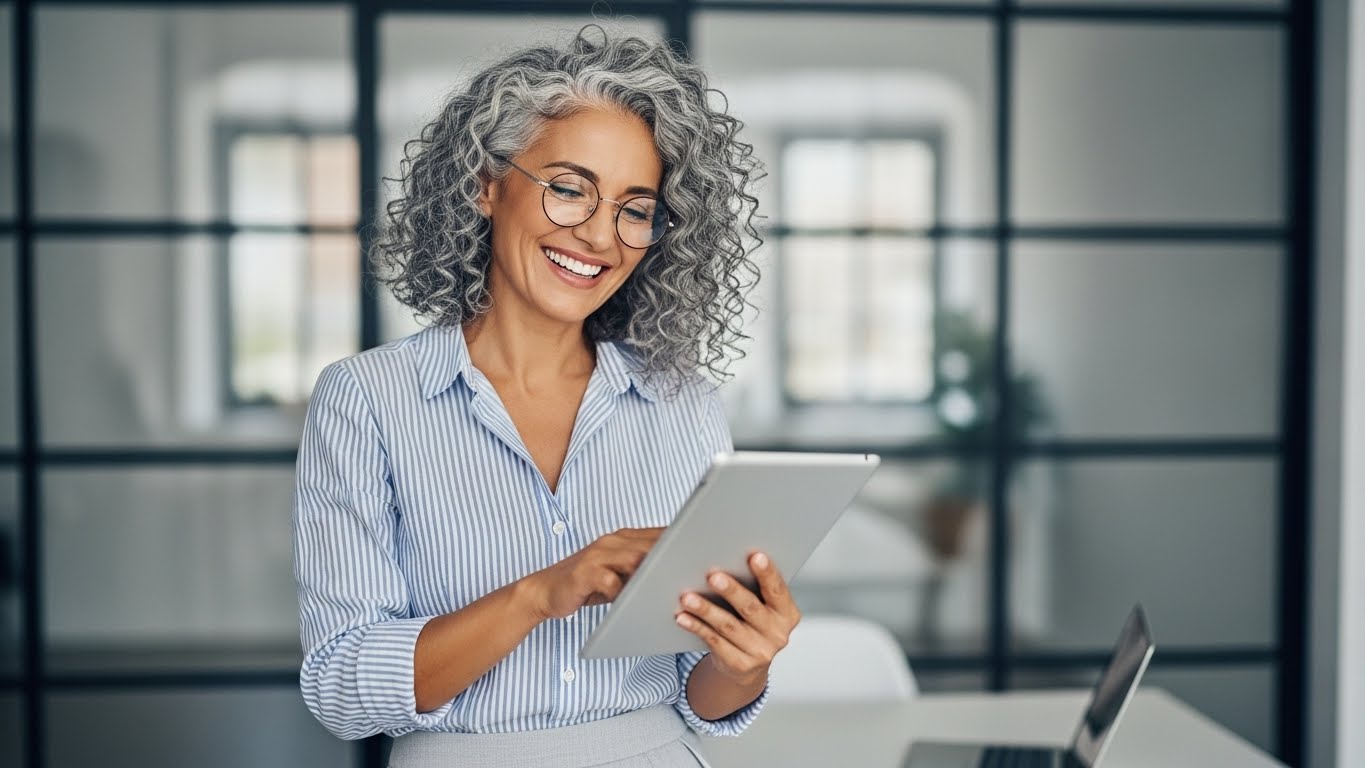 Professional Businesswoman Using Digital Tablet in Office