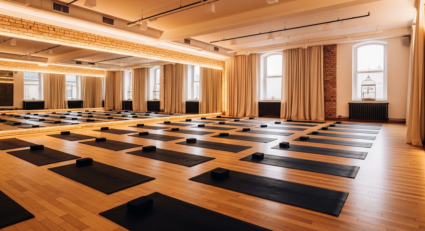 Serene Yoga Studio with Mats and Blocks