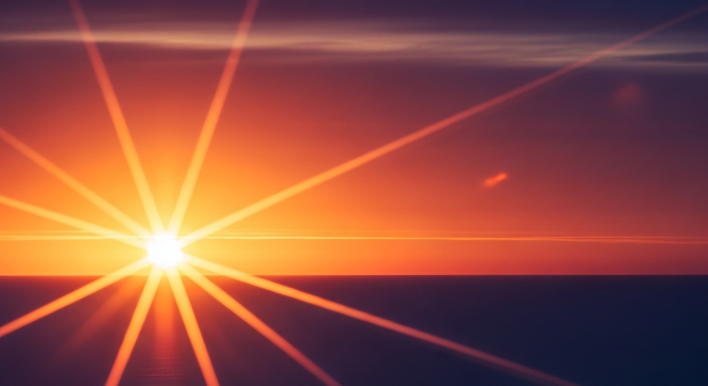 Vibrant Sunrise Gradient Sky with Starburst Effect