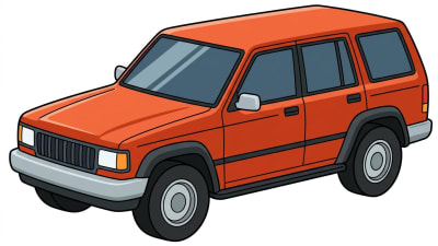 Vibrant Orange SUV Cartoon - Classic Off-Road Vehicle Vector Illustration