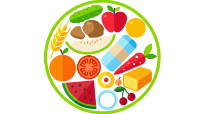 Healthy Food Circle Flat Design Nutrition & Balanced Diet Elements