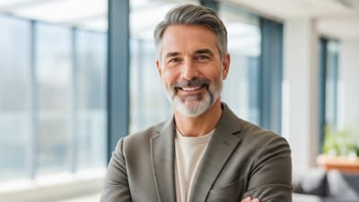 Confident Professional Senior Man in Modern Corporate Office