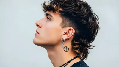 Explore the Edgy Style of a Man with a Mullet and Piercings