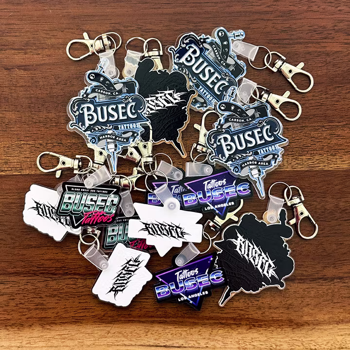 various keychains in a pile