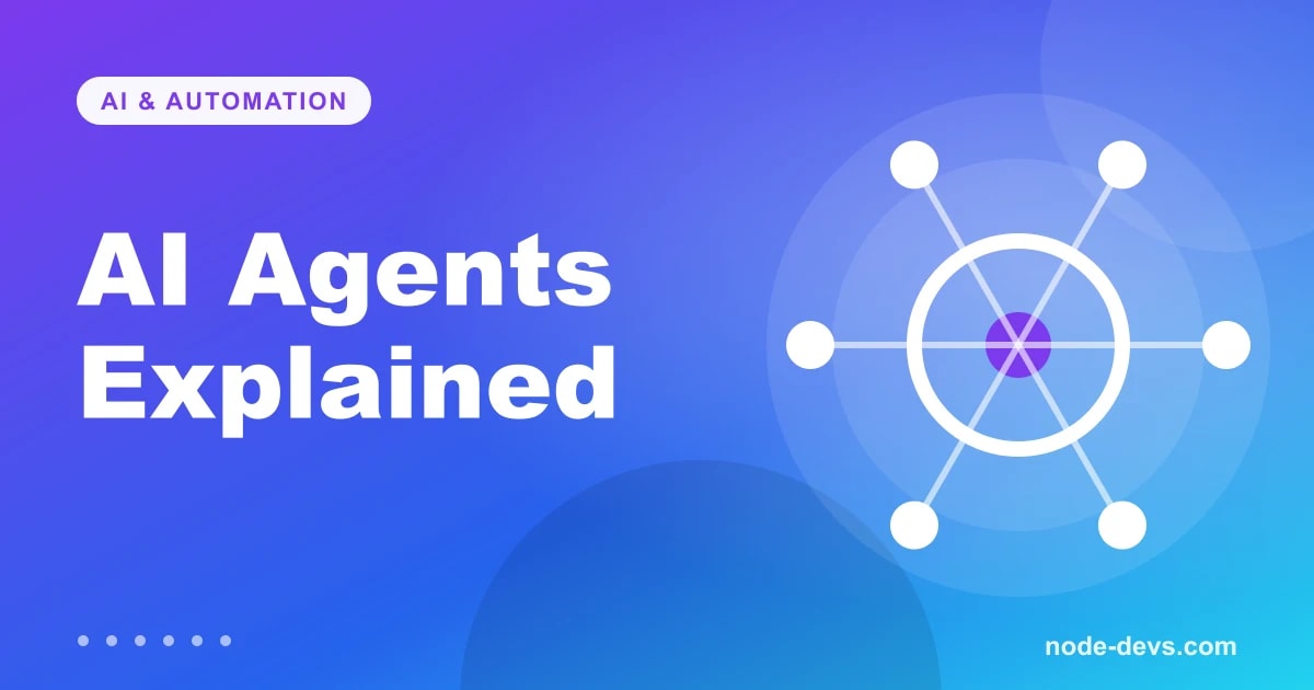 AI agents explained - network diagram with a central AI node connected to tools
