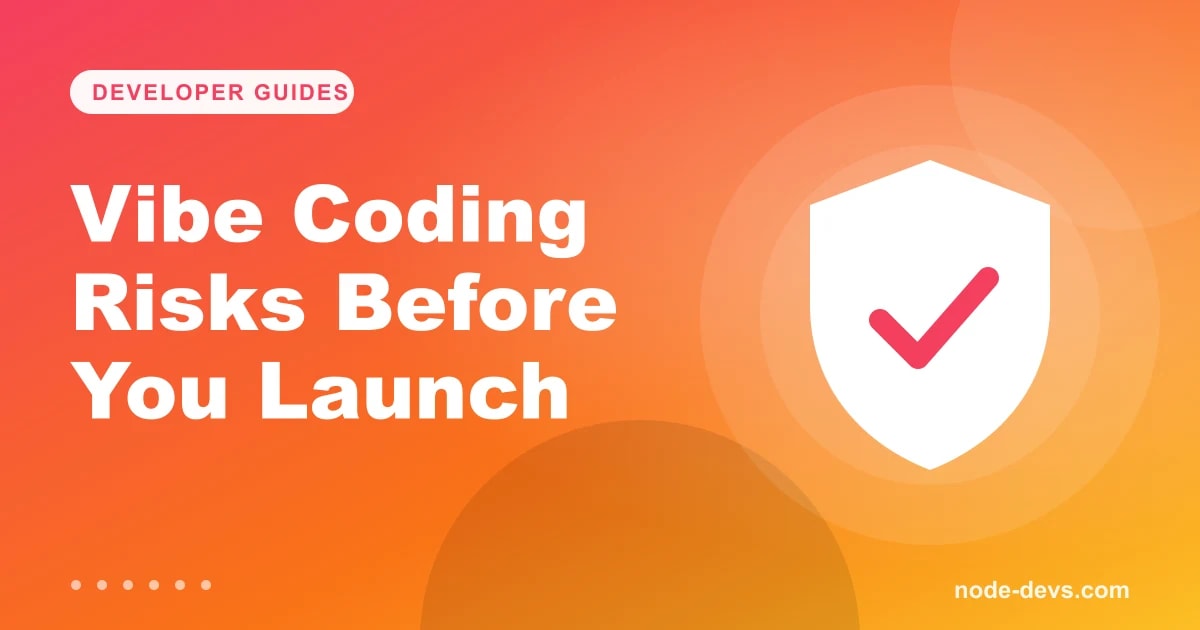 Vibe coding risks - warning and shield illustration for AI-generated apps