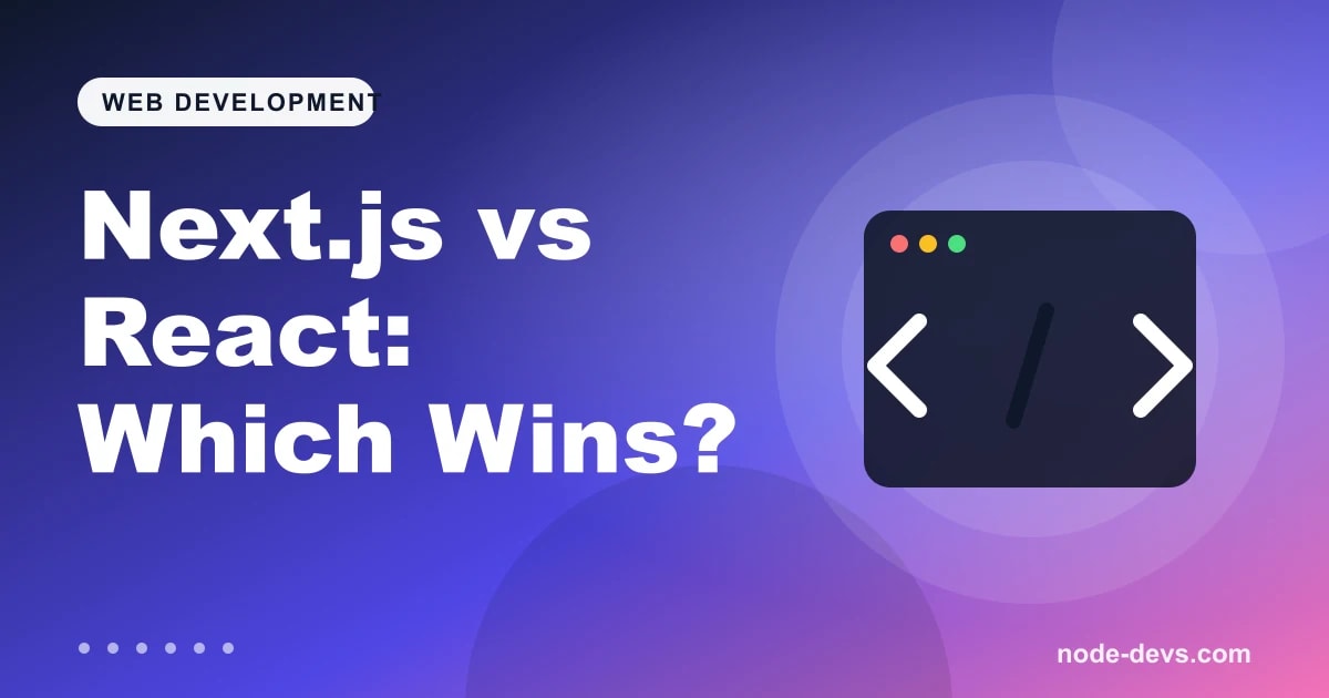 Next.js vs React comparison - code editor illustration