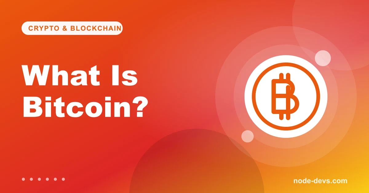 What is Bitcoin - gold coin illustration on gradient background