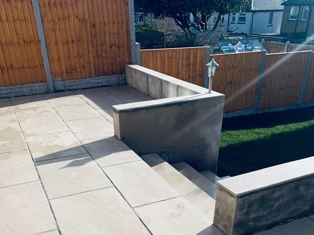 New bordered paving above garden