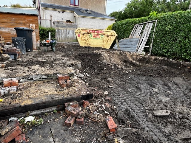 Before photo of garden under construction