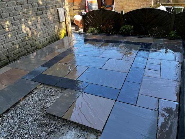 New patio laid with a patterned surface