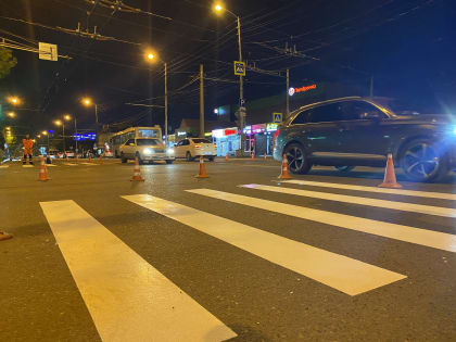 На 38 участках улиц нанесли разметку термопластиком