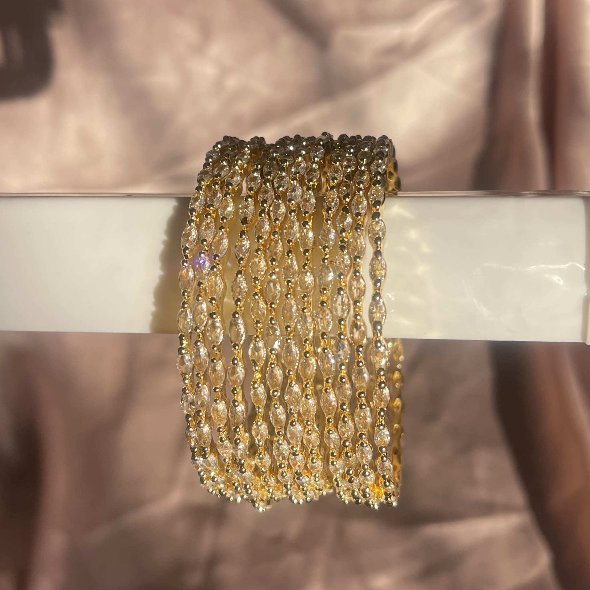 AD Bangles- Set of 12 DIAMOND-GOLDEN — Golden jewelry piece