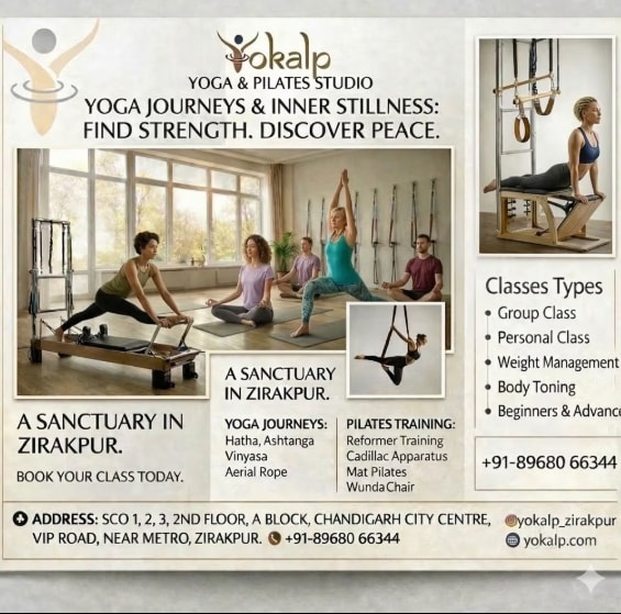 YOKALP YOGA AND PILATES STUDIO . in Chandigarh City Centre, SCO - 46 LGF, W VIP Rd, Zirakpur, Punjab 140603, India, Punjab | PunjabsList