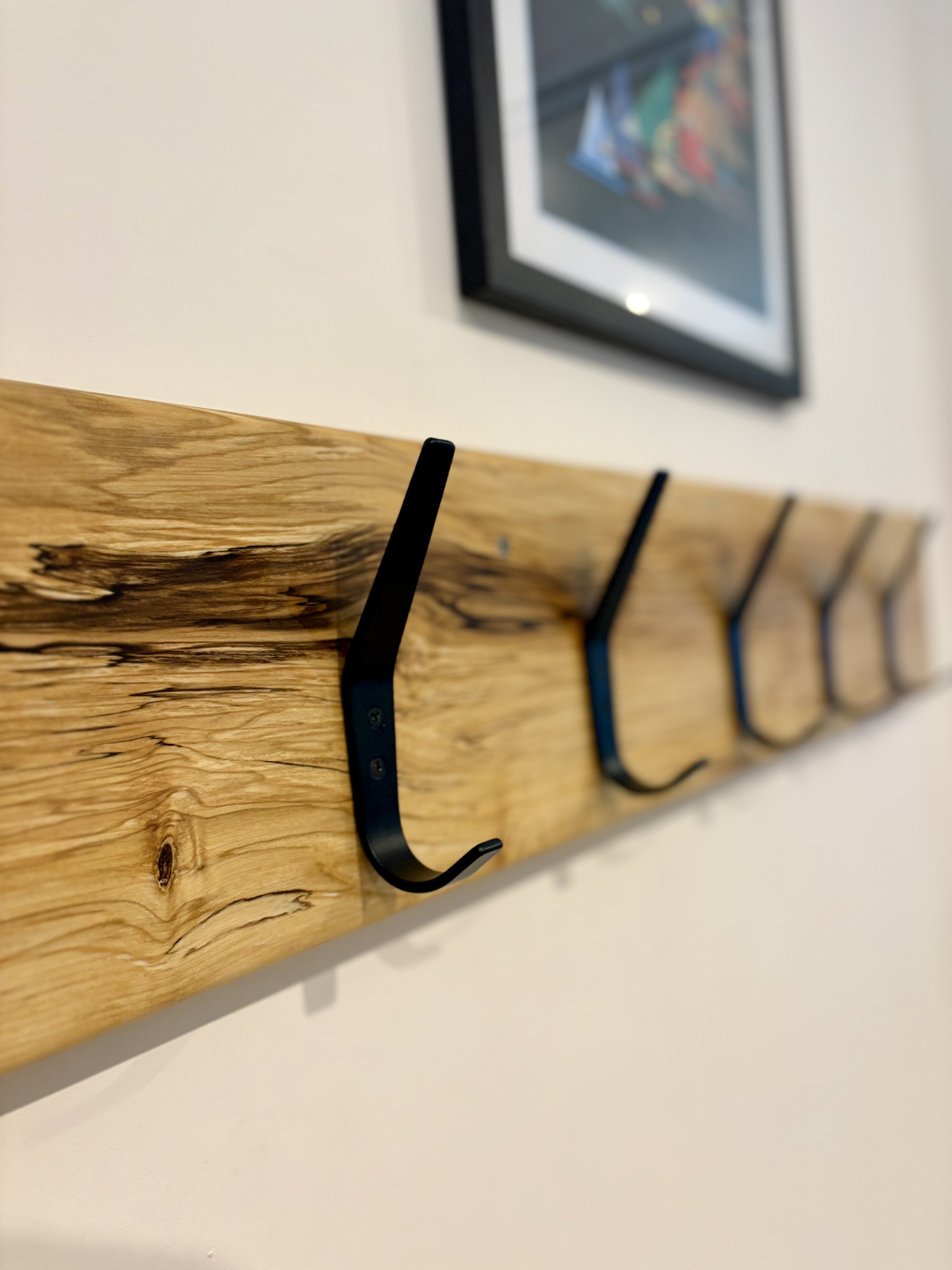 Wall mounted timber coat rack