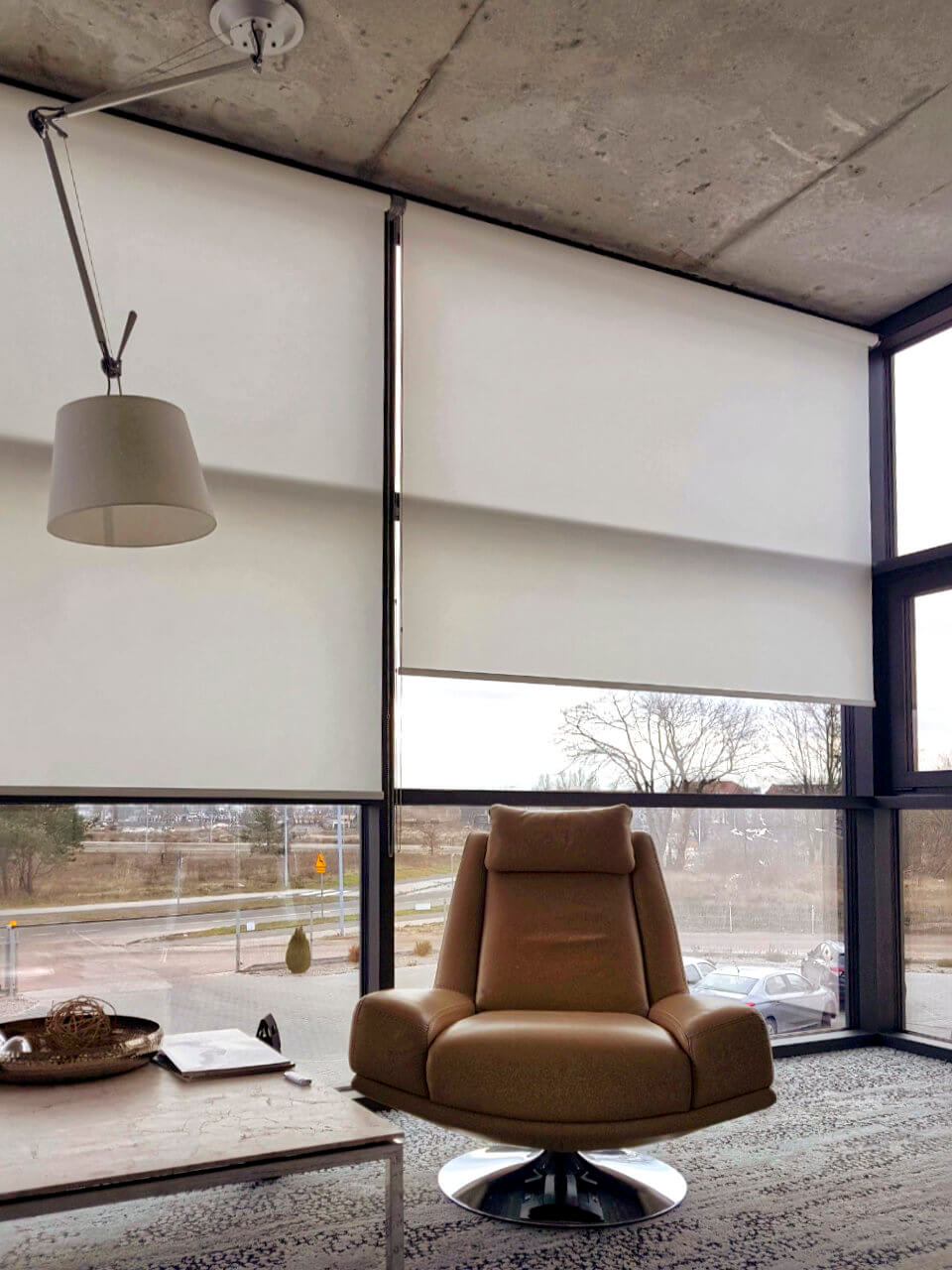 Roller blinds in living room