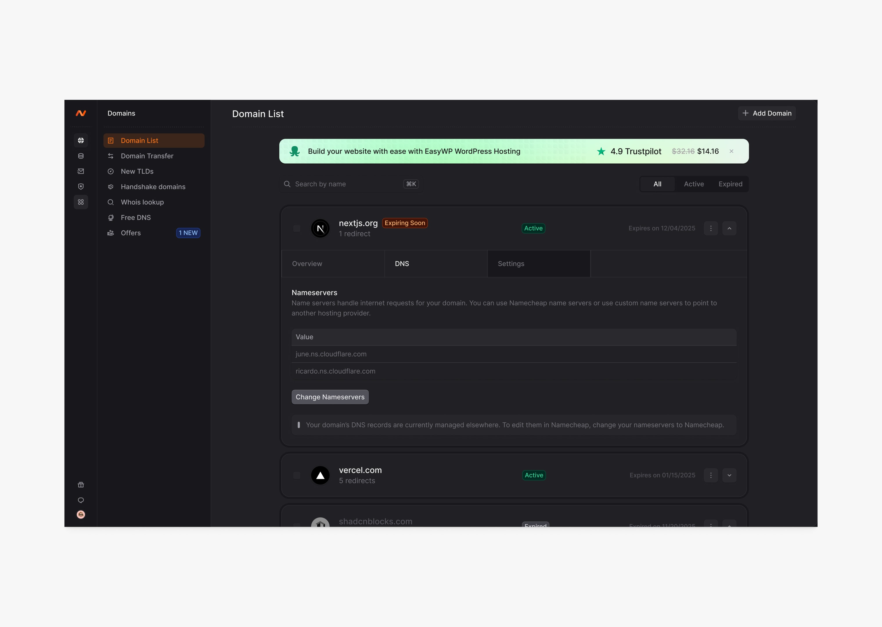 Dark Hosting Dashboard