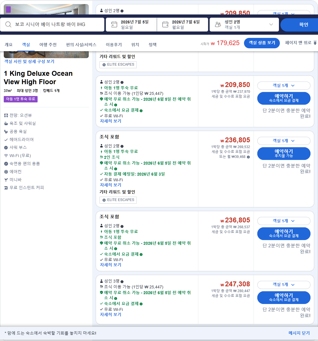 1 King Deluxe Ocean View High Floor