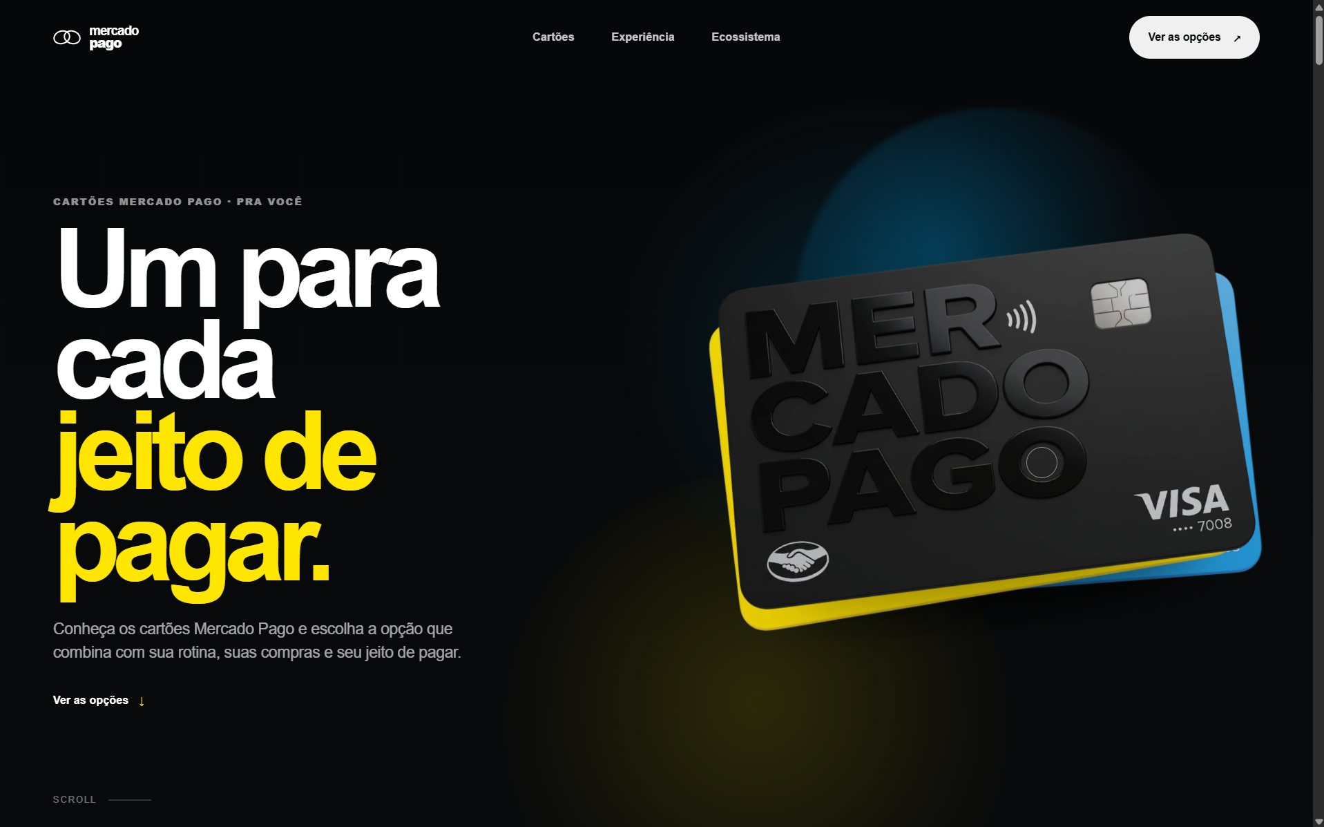 Visual do site Mercado Pago no notebook