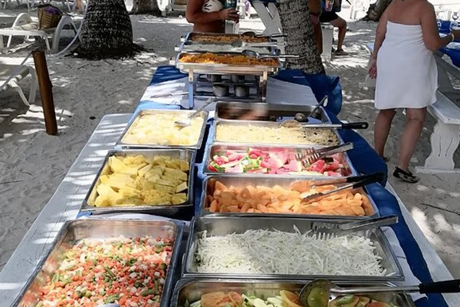 Luxury lunch setup on a private beach in Saona Island