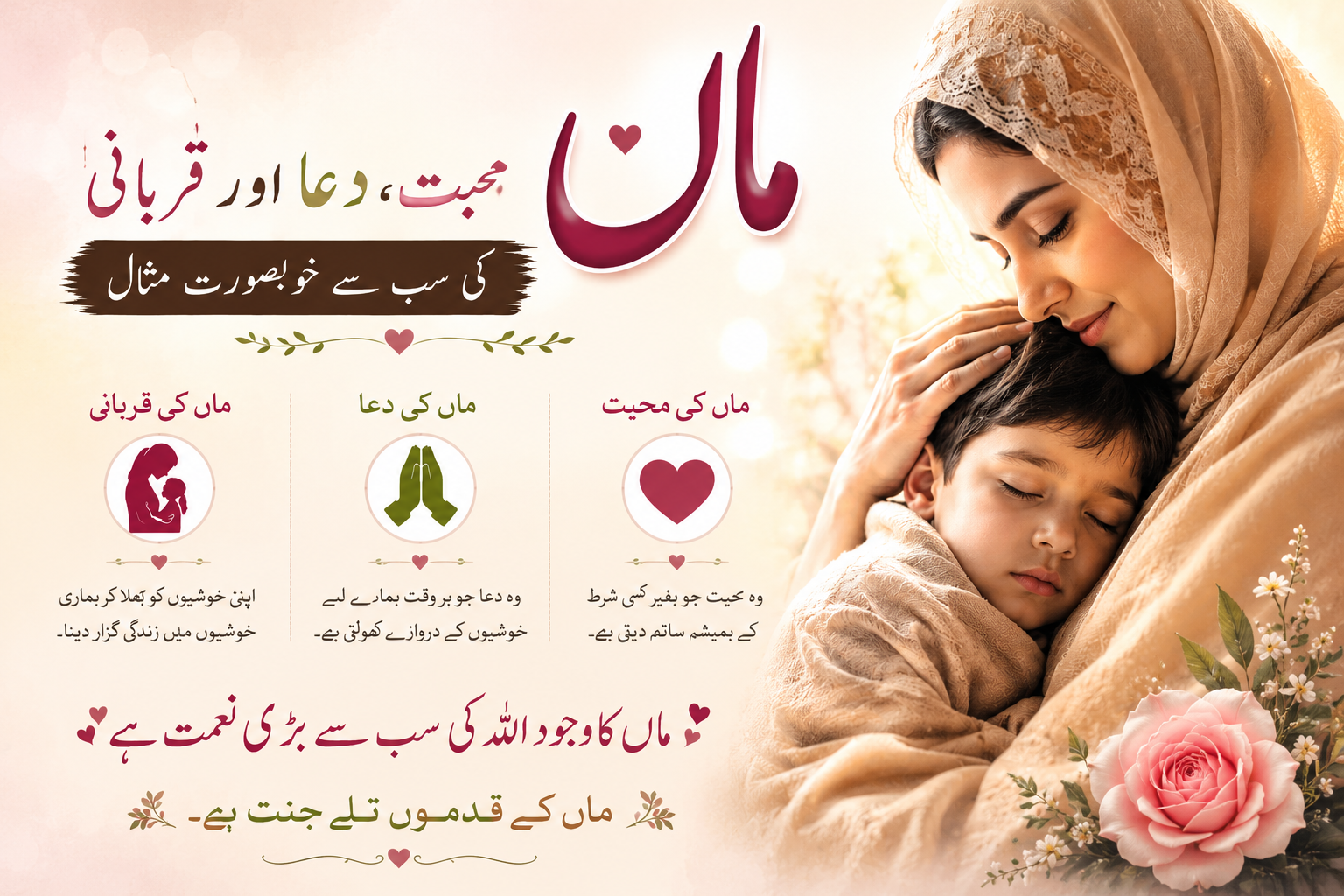 ماں محبت، دعا اور قربانی کی سب سے خوبصورت مثال