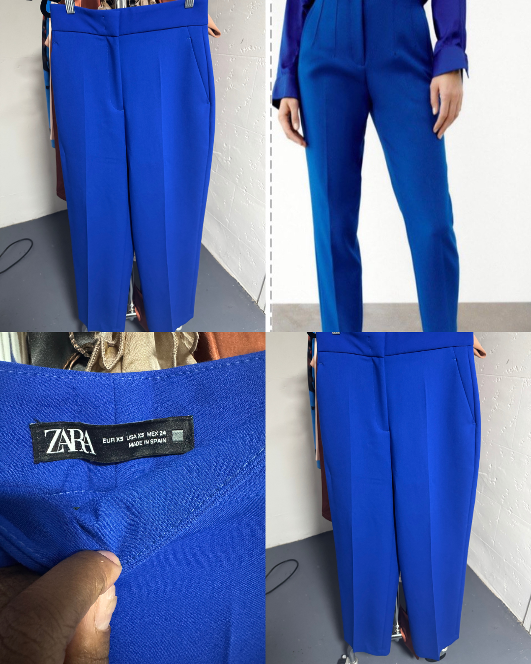 Zara Royal Blue High Waisted Trousers - Size: X-Small
