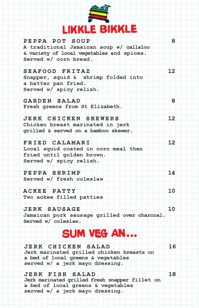 Rockhouse Pushcart Menu