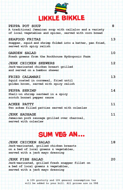 Rockhouse Pushcart Menu