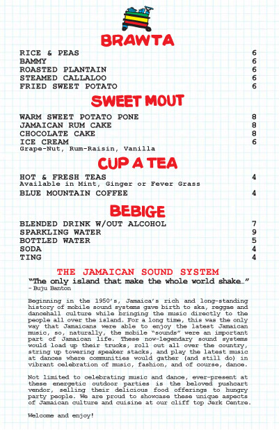 Rockhouse Pushcart Menu
