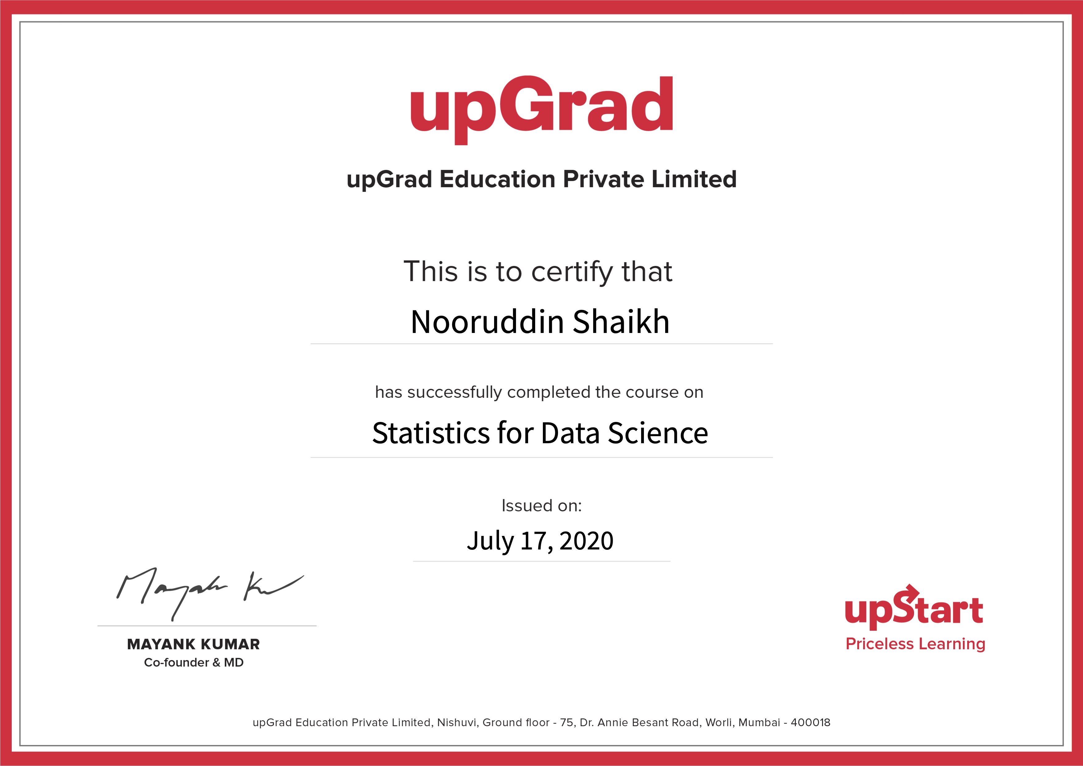 Statistics by Upgrad