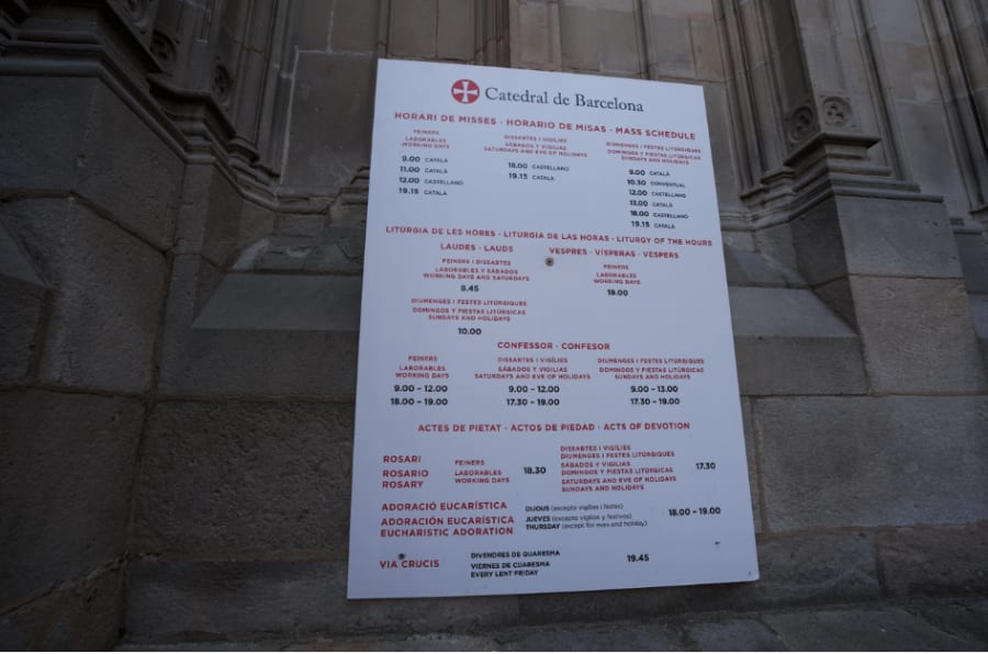 a picture of barcelona cathedral official opening time in barcelona