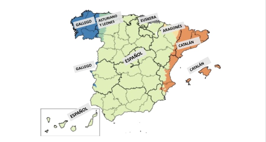 Language per region in Spain